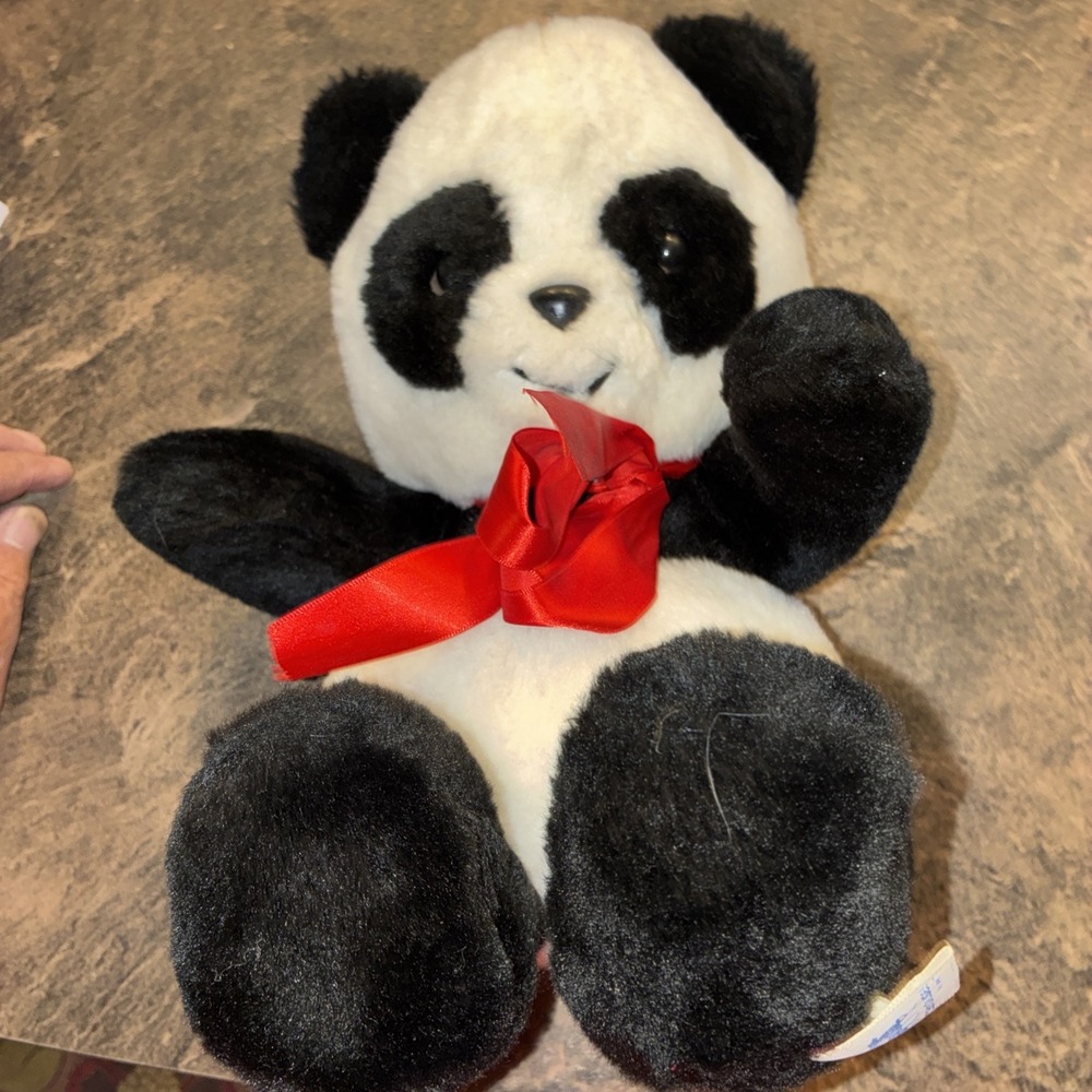 vtg carousel by guy panda bear plush with bow